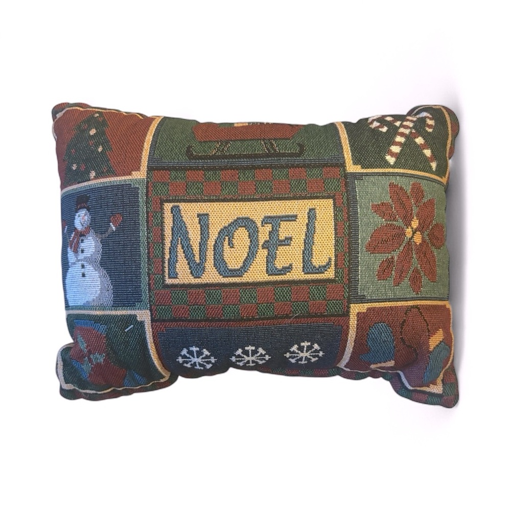 Festive Noel Tapestry Holiday Pillow 12X8 inches Excellent condition